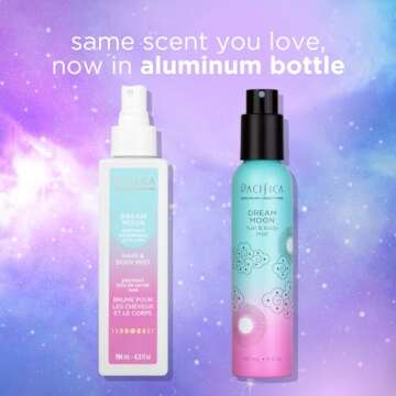 Pacifica Hair Perfume & Body Fragrance Spray Mist - Dream Moon with Bergamot, Pear, Pink Rose, Coconut, Vanilla, Sandalwood & Patchouli – Alcohol-Free, Vegan & Cruelty-Free, 5 oz (1 Count)
