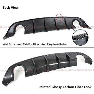 For 2015-2019 Dodge Charger SRT Hellcat Scat Pack Shark Fin Rear Bumper Diffuser Painted Carbon Fibe...