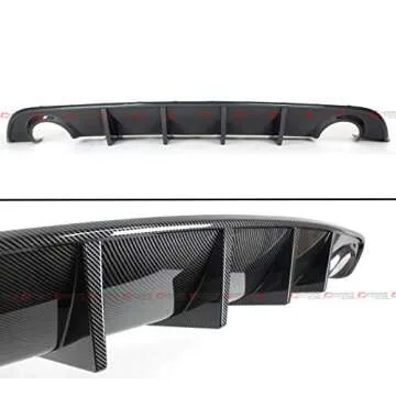 For 2015-2019 Dodge Charger SRT Hellcat Scat Pack Shark Fin Rear Bumper Diffuser Painted Carbon Fiber Look Finish