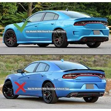 For 2015-2019 Dodge Charger SRT Hellcat Scat Pack Shark Fin Rear Bumper Diffuser Painted Carbon Fiber Look Finish