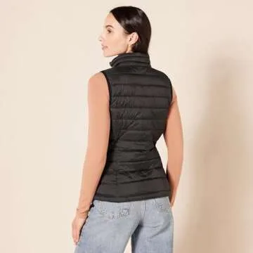 Women's Packable Water-Resistant Puffer Vest in Black