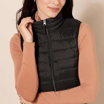 Women's Packable Water-Resistant Puffer Vest in Black