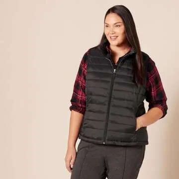 Women's Packable Water-Resistant Puffer Vest in Black