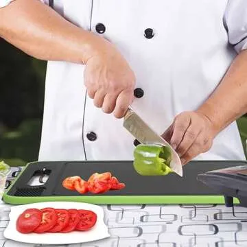 2 in 1 Defrosting Tray/cutting Board, Defrost Cutting Board with Knife Sharpener, Thawing Tray for F...