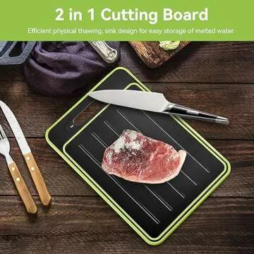2 in 1 Defrosting Tray/cutting Board, Defrost Cutting Board with Knife Sharpener, Thawing Tray for Frozen Meat, Double Sided Cutting Board with Knife Sharpener
