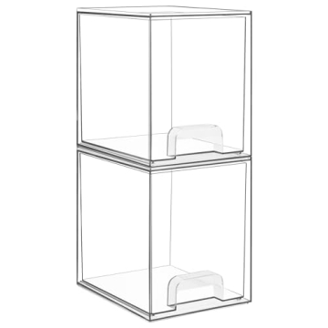 Vtopmart 7.6" H Clear Stackable Storage Drawers, 2 Pack Plastic Organizers Bins for Skincare, Cosmet...