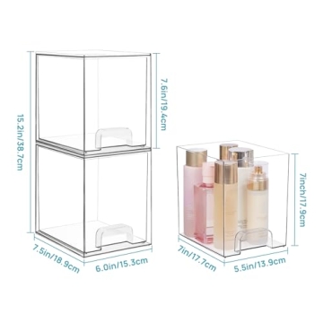 Vtopmart Clear Stackable Storage Drawers for Skincare