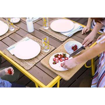 Novogratz 88192YNOE Poolside Paulette Outdoor Table and Bench Set, Yellow