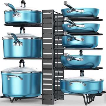 Adjustable 8 Tier Pot and Pan Organizer Rack