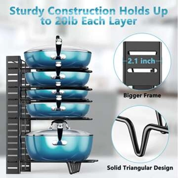 Adjustable 8 Tier Pot and Pan Organizer Rack