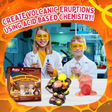 Playz Volcanic Eruption & Lava Lab - Educational Science Kits for Kids Age 8-12+ with 22+ Tools to M...