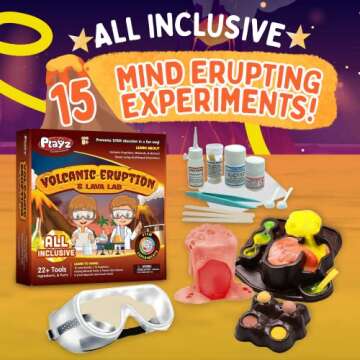 Playz Volcanic Eruption & Lava Lab - Educational Science Kits for Kids Age 8-12+ with 22+ Tools to Make Lava Bombs, Volcano Eruptions, & More - Chemistry Set Toys for Boys, Girls, Teenagers & Kids