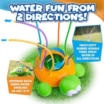 Chuchik Water Sprinkler for Kids, Toddler Outdoor Toys - Backyard Spinning Turtle Kids Sprinkler Toy - Summer Toys Splashing Fun - Sprays Up to 8ft High - Attaches to Garden Hose, Kids Outdoor Toys
