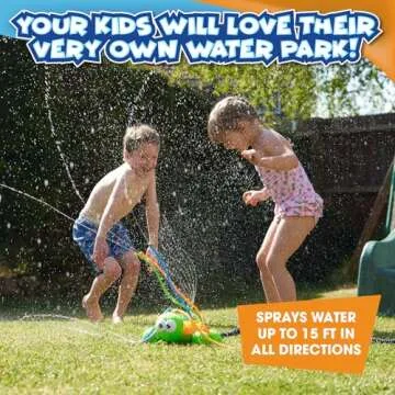 Chuchik Water Sprinkler for Kids, Toddler Outdoor Toys - Backyard Spinning Turtle Kids Sprinkler Toy - Summer Toys Splashing Fun - Sprays Up to 8ft High - Attaches to Garden Hose, Kids Outdoor Toys