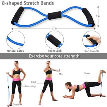 Luyata Resistance Bands Set Workout Bands with 5 Stackable Exercise Bands, 5 Resistance Loop Bands, 2 Core Sliders, Door Anchor, Ankle Straps, Jump Rope,Hand Grip Strengthener