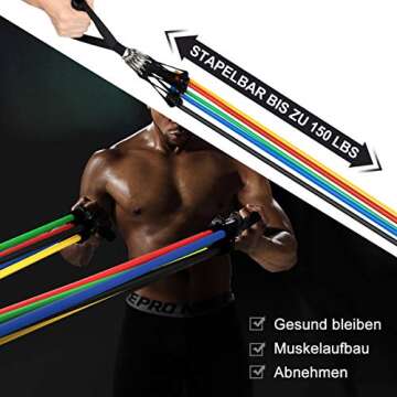 Luyata Resistance Bands Set Workout Bands with 5 Stackable Exercise Bands, 5 Resistance Loop Bands, 2 Core Sliders, Door Anchor, Ankle Straps, Jump Rope,Hand Grip Strengthener