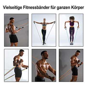 Luyata Resistance Bands Set Workout Bands with 5 Stackable Exercise Bands, 5 Resistance Loop Bands, 2 Core Sliders, Door Anchor, Ankle Straps, Jump Rope,Hand Grip Strengthener