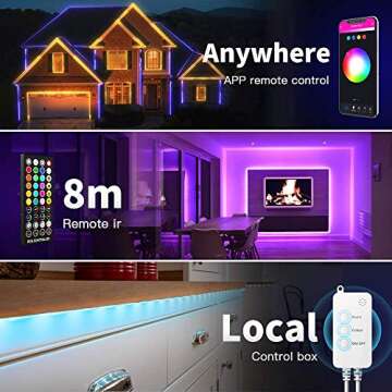 Popotan Led Strip Lights 16.4ft - Smart Rope Lights Works with Alexa Google Home, Voice App Control SMD5050 RGB Color Changing Dimmable Tape Light with Timer Music Sync for Bedroom Home TV Party Decor
