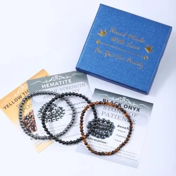 NCB 3-Piece Natural Crystal Gemstone Stretch Bracelets