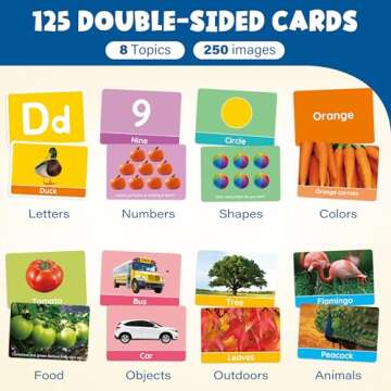 BenBen Flash Cards for Toddlers, 125 Extra Thick Double-Sided Educational Flashcards, Alphabet, Number, Animal, Shape, Color, Preschool Learning Activities, Gift for Kids 1 2 3 4 Years