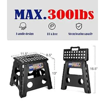 ACKO Folding Step Stool 13 inch Heavy Duty Plastic Foldable Step Stool for Kids and Adults, Small Collapsible Fold Up Stepping Stool 1 Pack