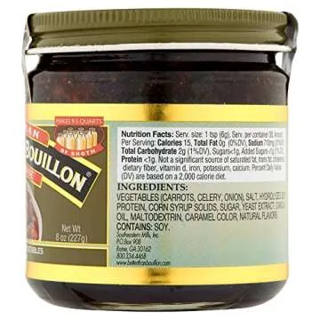 Better Than Bouillon Vegetarian No Beef Base, Made with Seasoned Vegetables, Certified Vegan, Makes 9.5 Quarts of Broth, 38 Servings 8 Ounce (Pack of 1)