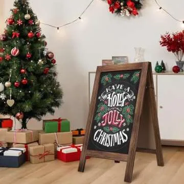 TEAKMAMA A Frame Chalkboard 40x20 Standing Chalkboard Sign Chalk Board Sandwich Board Easel, Double Sided Blackboard for Business, Cafe, Weddings,Rustic Brown