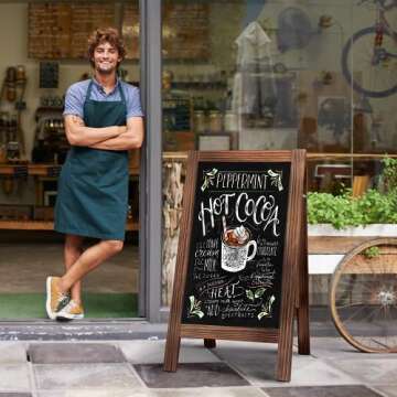 TEAKMAMA A Frame Chalkboard 40x20 Standing Chalkboard Sign Chalk Board Sandwich Board Easel, Double Sided Blackboard for Business, Cafe, Weddings,Rustic Brown