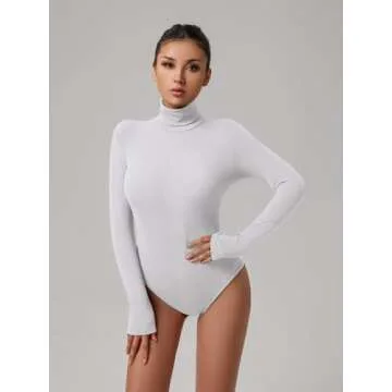 Stylish REORIA Women's Long Sleeve Turtleneck Bodysuit - Perfect for Everyday Wear!
