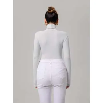 REORIA Women's Turtleneck Bodysuit - Comfortable & Trendy