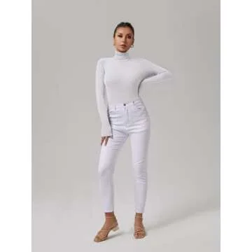 REORIA Women's Turtleneck Bodysuit - Comfortable & Trendy