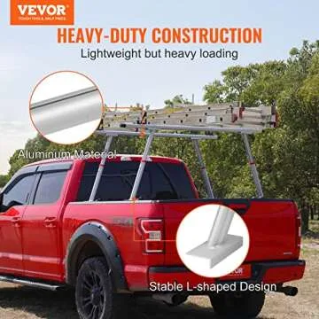 VEVOR Truck Rack, 17-29in Adjustable Ladder Rack for Truck with C-Clamps, Non-Drilling Aluminum 800 ...