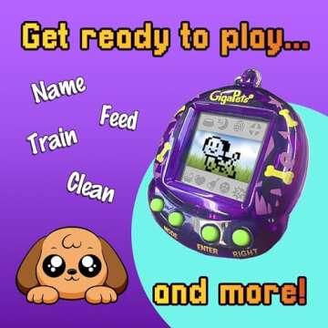 Giga Pets 2-in-1 Interactive Digital Pet Puppy Dog, Collector’s Edition Virtual Pets for Kids, 100+ Animations, 90’s Gaming Gift, Boys, Girls Toys