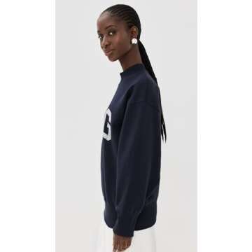 ANINE BING Women's Bradie Bing Sweatshirt, Navy, Blue, Graphic, S