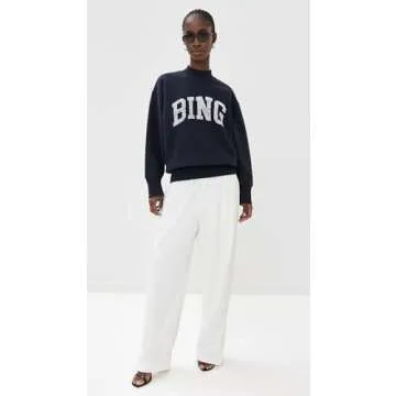 ANINE BING Women's Bradie Bing Sweatshirt, Navy, Blue, Graphic, S
