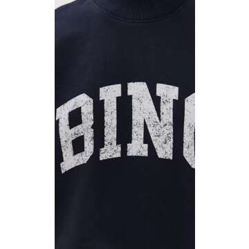 ANINE BING Women's Bradie Bing Sweatshirt, Navy, Blue, Graphic, S