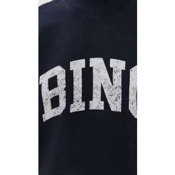 ANINE BING Women's Bradie Bing Sweatshirt, Navy, Blue, Graphic, S