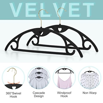 ESEOE Velvet Clothes Hangers - 50 Pack No Slip Space Saver