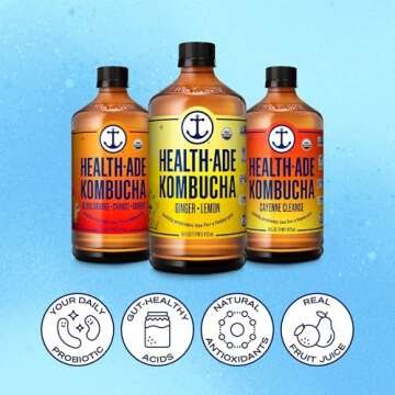 Health-Ade Kombucha Tea Organic Drink, Fermented Tea with Living Probiotics, Detoxifying Acids, Supp...