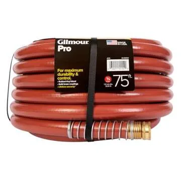 Gilmour Pro Commercial 3/4" x 75' Heavy Duty Water Hose, Durable and Kink Resistant 75 ft Garden Hose