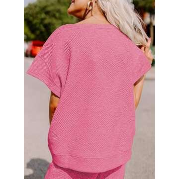 SHEWIN Women 2 Piece Outfits Sweat Set 2025 Casual Long Sleeve Crewneck Shirts Matching Lounge Pants Sets Cozy Pajamas Tracksuit Loungewear Sweatsuit Spring Clothes Hot Pink XXL