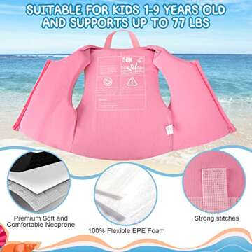 PAETAE Neoprene Toddler Swim Vest for Children, Kids Swim Jacket Toddler Floaties Swimming Aid for 1...