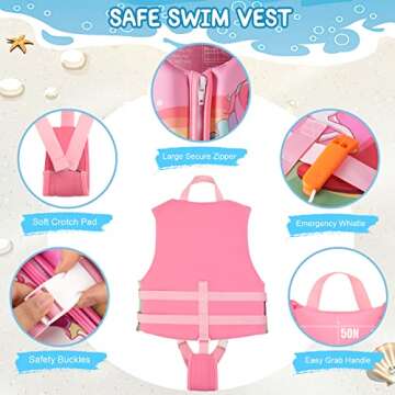 PAETAE Neoprene Toddler Swim Vest for Children, Kids Swim Jacket Toddler Floaties Swimming Aid for 1-9 Years Old Boys and Girls