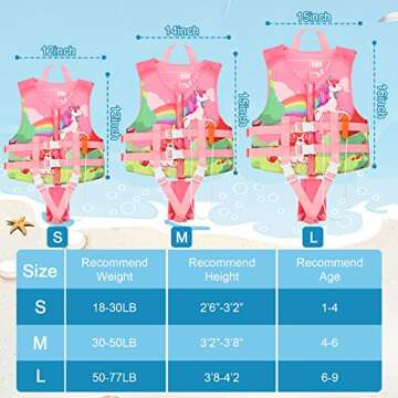 PAETAE Neoprene Toddler Swim Vest for Children, Kids Swim Jacket Toddler Floaties Swimming Aid for 1-9 Years Old Boys and Girls