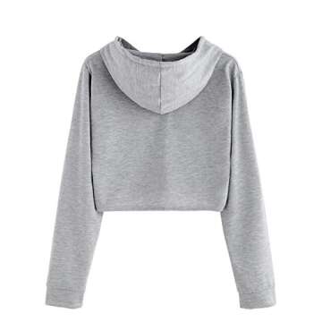 MakeMeChic Women's Cropped Hoodie - Stylish Grey Sweatshirt for All Occasions