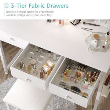 Lufeiya Makeup Vanity Desk with Lights & Storage