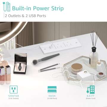 Lufeiya Makeup Vanity Desk with Lights & Storage