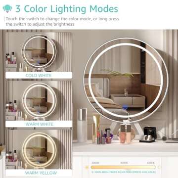 Lufeiya Makeup Vanity Desk with Lights & Storage