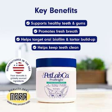 PetLab Co. ProBright Dental Powder - Dog Breath Freshener - Teeth Cleaning Made Easy – Targets Tar...