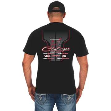 JH Design Men's Dodge Challenger T-Shirt Short Sleeve Crew Neck Shirt (X-Large, Black)